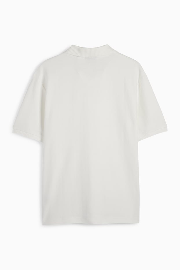 Heren - Gebreid poloshirt - regular fit - wit