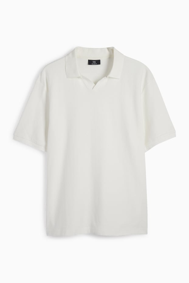 Heren - Gebreid poloshirt - regular fit - wit
