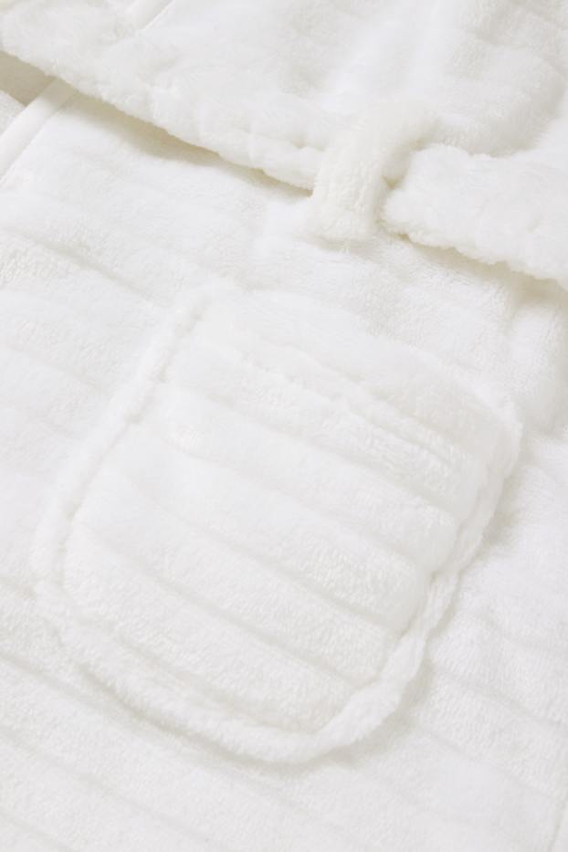 Baby Mädchen - Baby-Bademantel mit Kapuze - gerippt - weiss