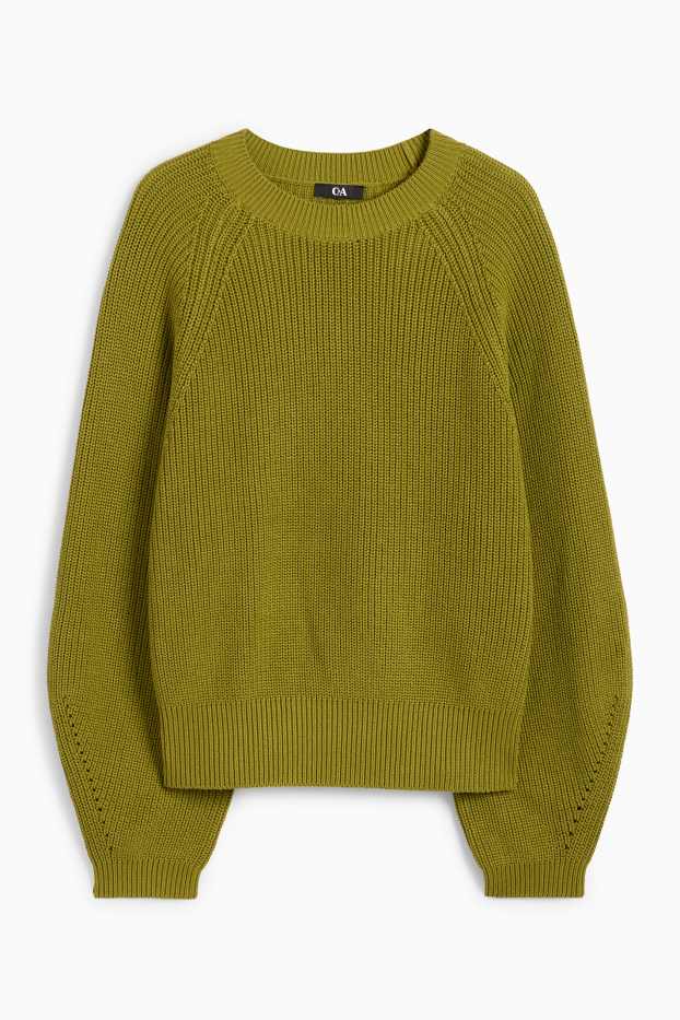 Damen - Pullover - gerippt - grün