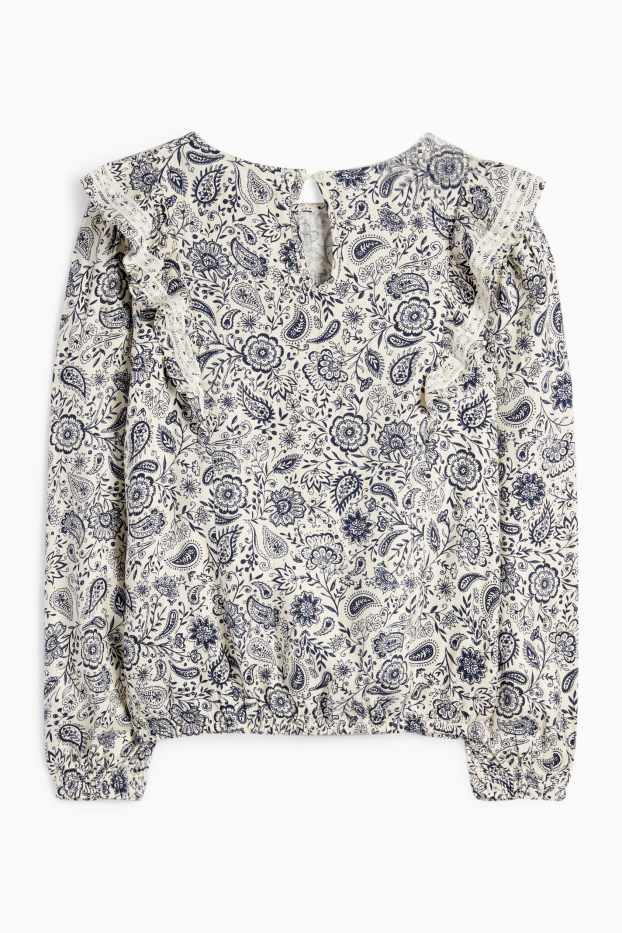 Kinderen: meisjes - Blouse - gebloemd - blauw / wit
