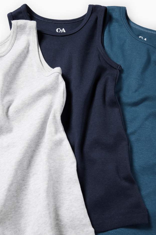 Kinderen: jongens - Set van 3 - singlet - licht grijs-mix