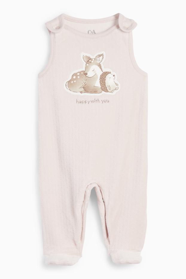 Baby: meisjes - Bloemetje, reekalfje en egeltje - boxpakjeset - 2-delig. - wit / roze