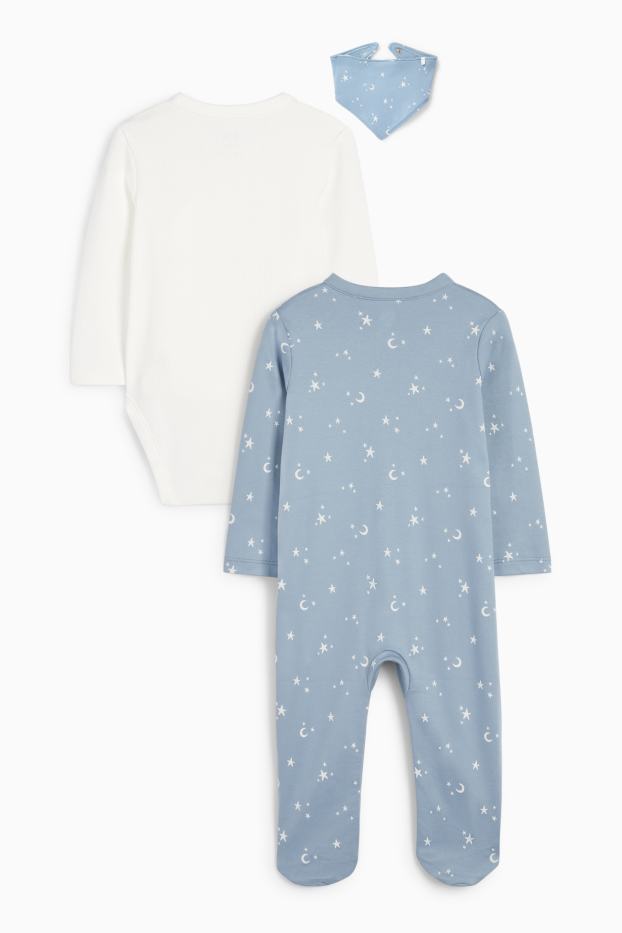 Baby Buben - Bärchen, Mond und Sternchen - Erstlings-Set - 3 teilig - blau / weiß