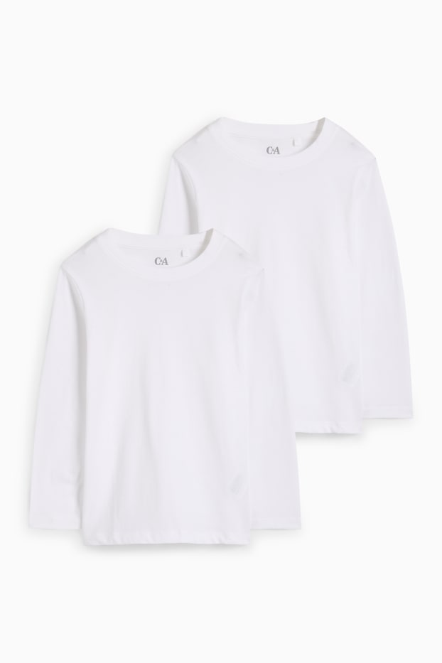 Kinder Buben - Multipack 2er - Langarmshirt - weiß