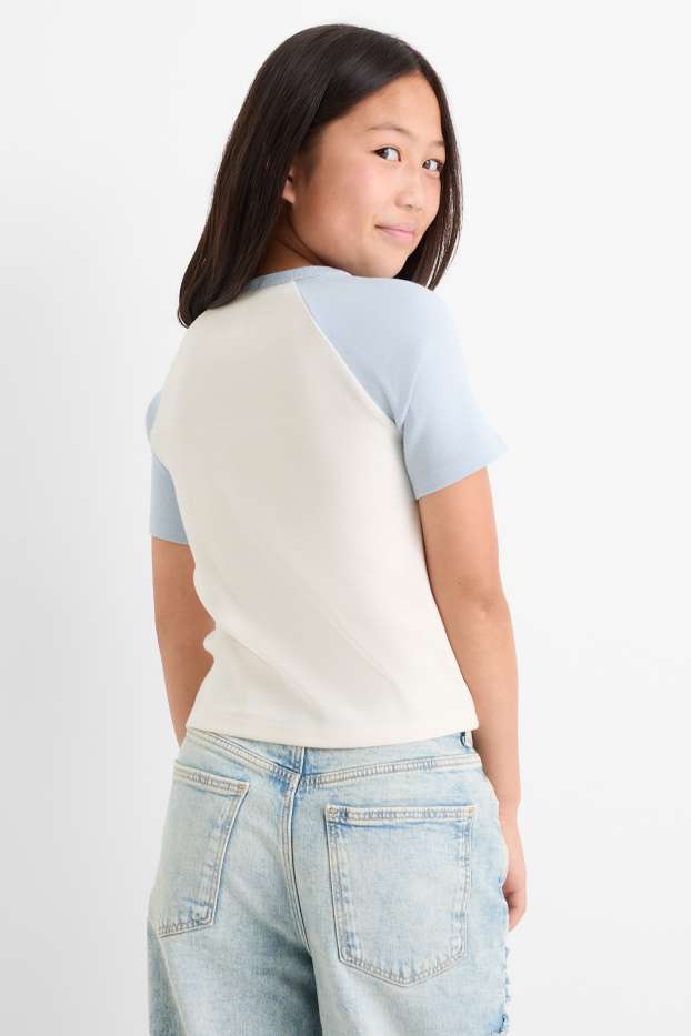 Kinder Mädchen - Lilo & Stitch - Kurzarmshirt - gerippt - weiß
