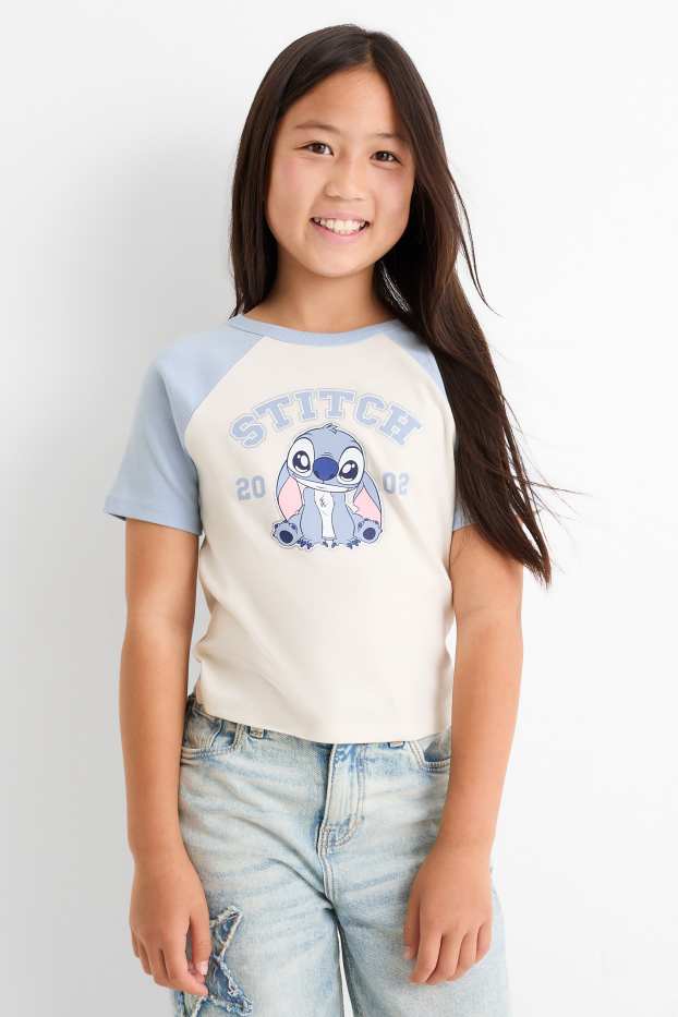 Kinder Mädchen - Lilo & Stitch - Kurzarmshirt - gerippt - weiß