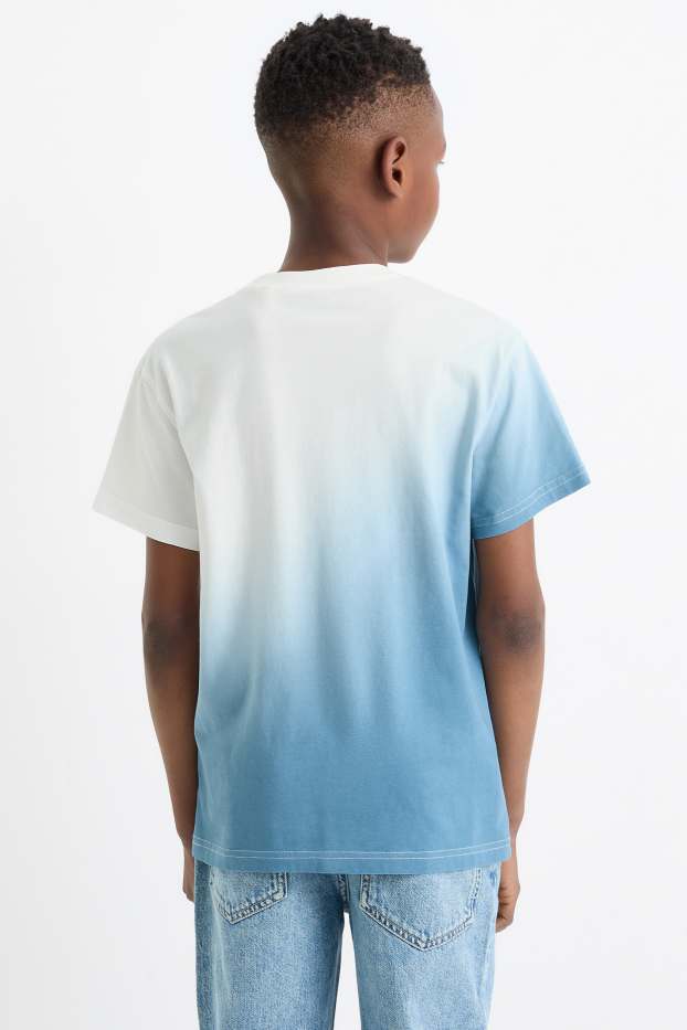 Kinder Jungen - Skelett - Kurzarmshirt - gemustert - hellblau