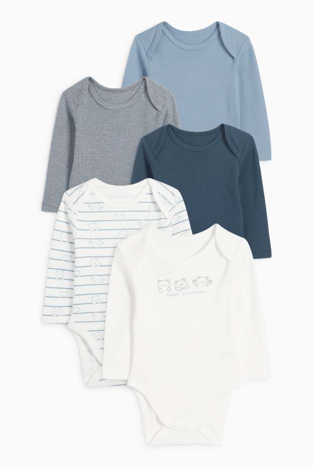 Baby: jongens - Set van 5 - beertje - rompertje - blauw