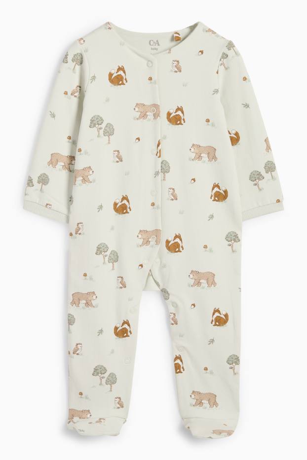 Unisex - Waldtiere - Baby-Schlafanzug - mintgrün