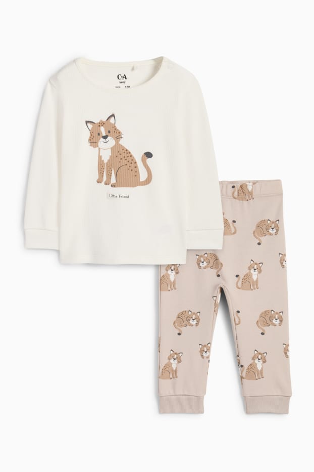 Bébés garçons - Lynx - pyjama bébé - 2 pièces - blanc crème