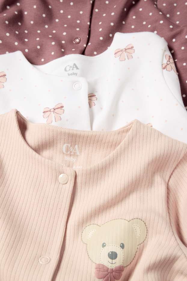 Baby Mädchen - Multipack 3er - Bärchen und Schleife - Baby-Schlafanzug - rosa