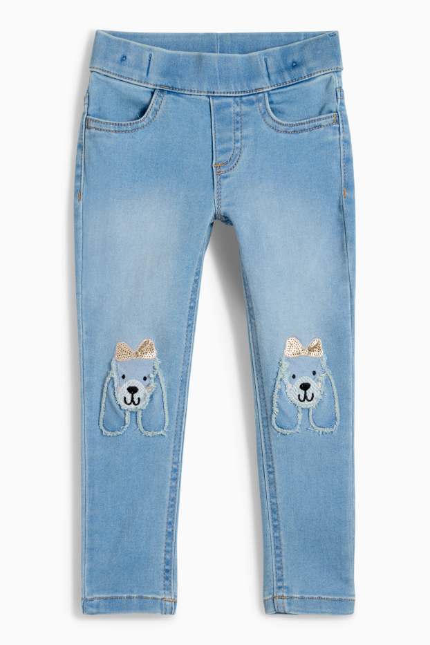 Kinder Mädchen - Hund - Jegging Jeans - helljeansblau