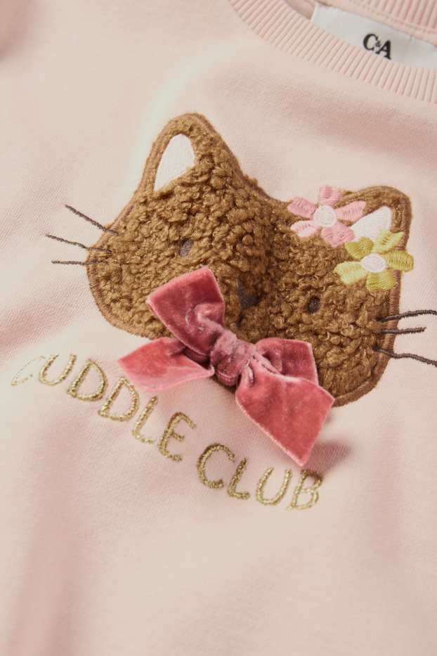 Children Girls - Cat - sweatshirt - rose