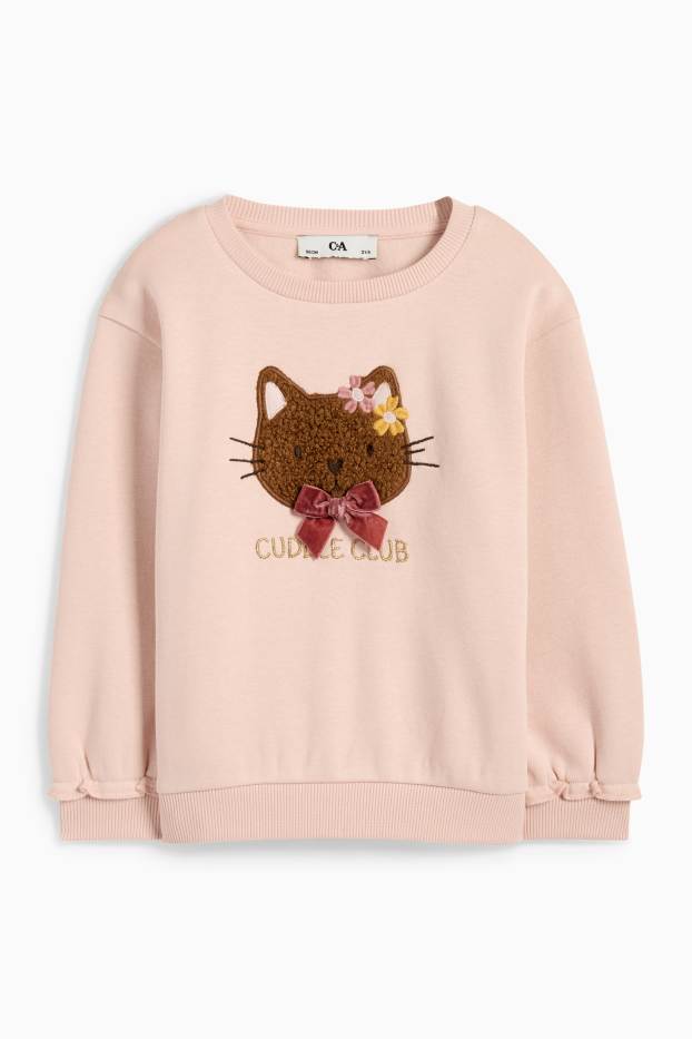 Children Girls - Cat - sweatshirt - rose