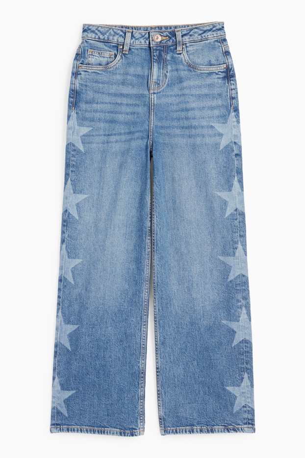 Dzieci dziewczynki - Gwiazda - wide leg jeans - dżins-niebieski