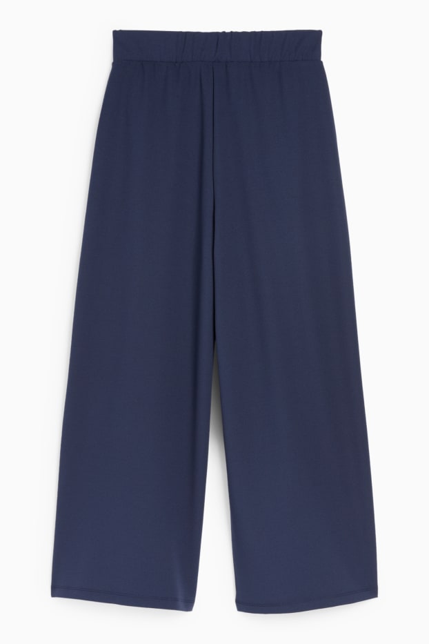Donna - Pantaloni di jersey - vita media - palazzo - blu scuro