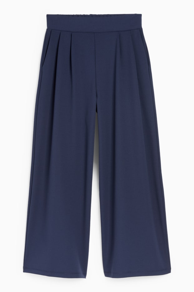 Donna - Pantaloni di jersey - vita media - palazzo - blu scuro