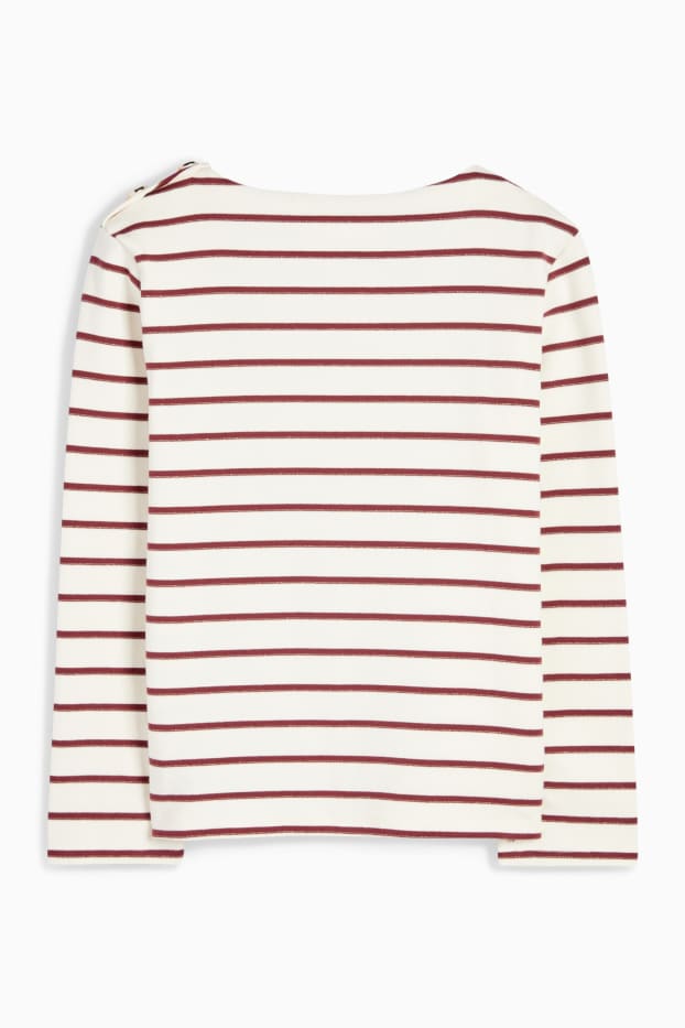 Children Girls - Long sleeve top - striped - red / cremewhite