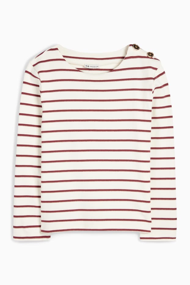 Children Girls - Long sleeve top - striped - red / cremewhite