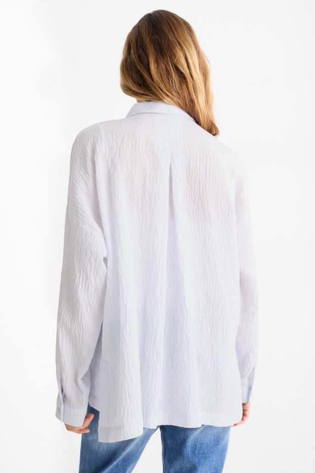 Dames - Blouse - gestreept - lichtblauw