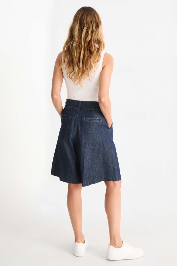 Donna - Bermuda di jeans - vita media - jeans blu scuro