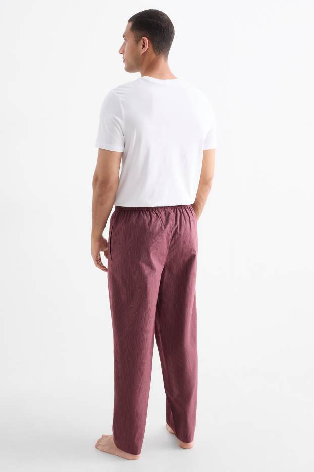 Heren - Pyjamabroek - gestreept - bordeaux