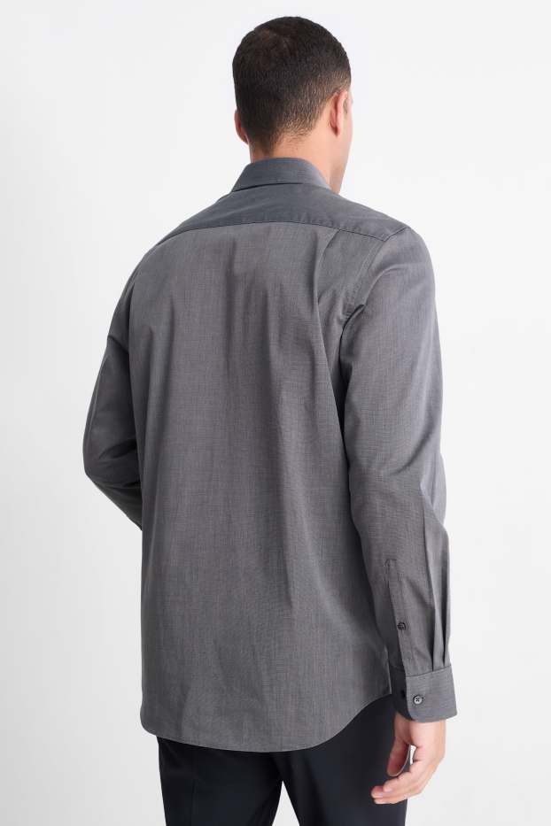 Uomo - Camicia business - regular fit - collo all'italiana - facile da stirare - grigio scuro