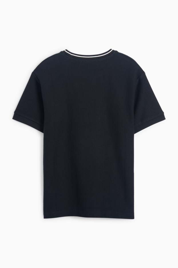 Kinder Buben - Kurzarmshirt - strukturiert - dunkelblau