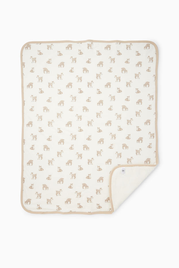 Baby Mädchen - Rehkitz - Baby-Decke - 100 x 80 cm - hellbeige