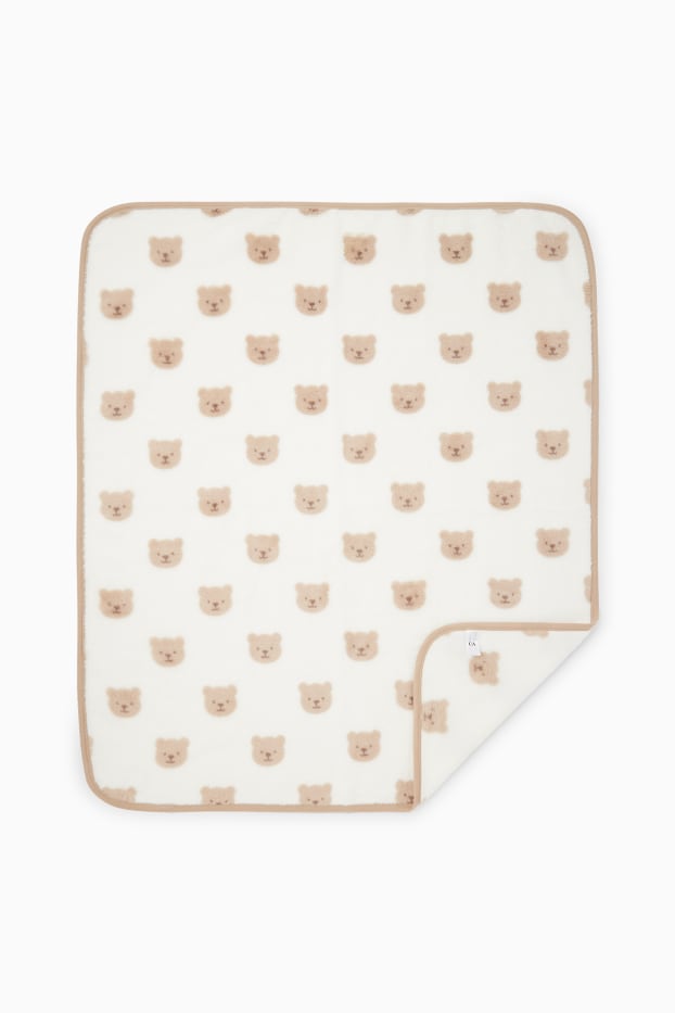 Unisex - Bärchen - Baby-Decke - 100 x 85 cm - weiß / beige