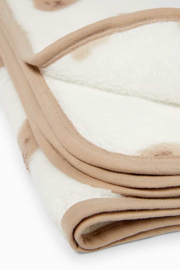 Unisex - Bärchen - Baby-Decke - 100 x 85 cm - weiß / beige