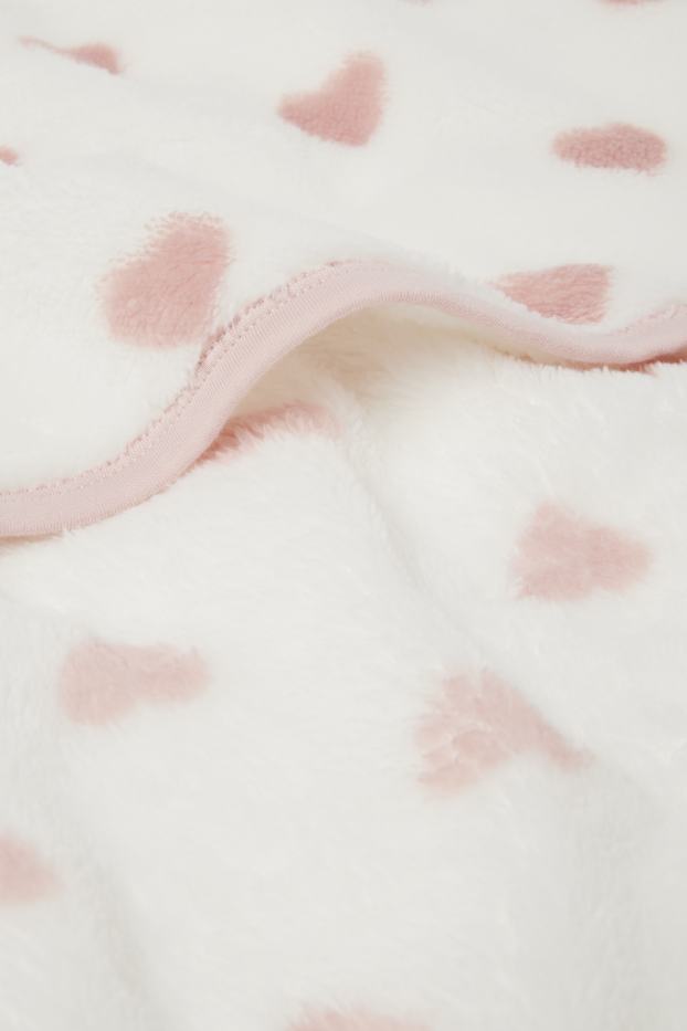 Baby: meisjes - Hartjes - babydeken - 100 x 85 cm - wit / roze