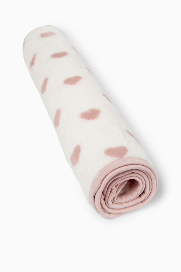 Baby: meisjes - Hartjes - babydeken - 100 x 85 cm - wit / roze