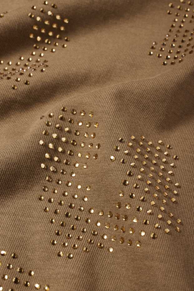 Donna - T-shirt con strass - regular fit - verde