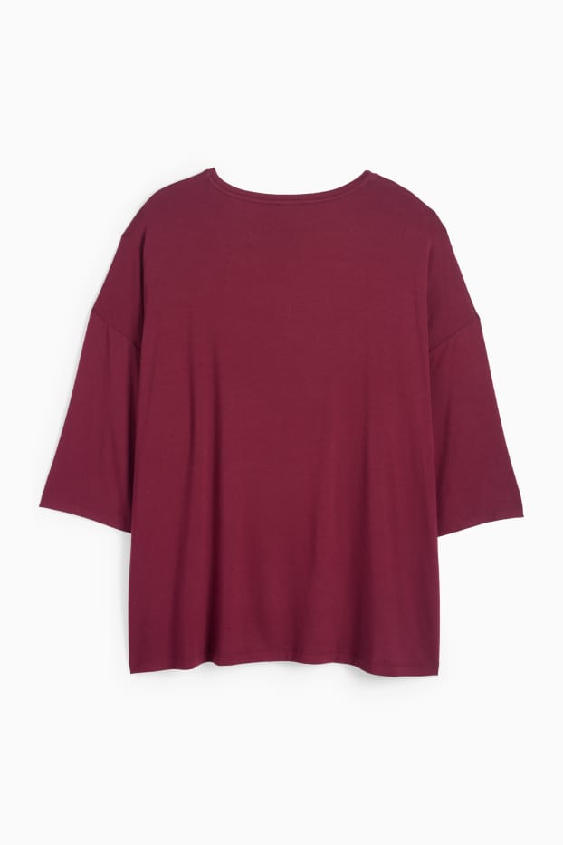 Damen - T-Shirt - Regular Fit - dunkelrot