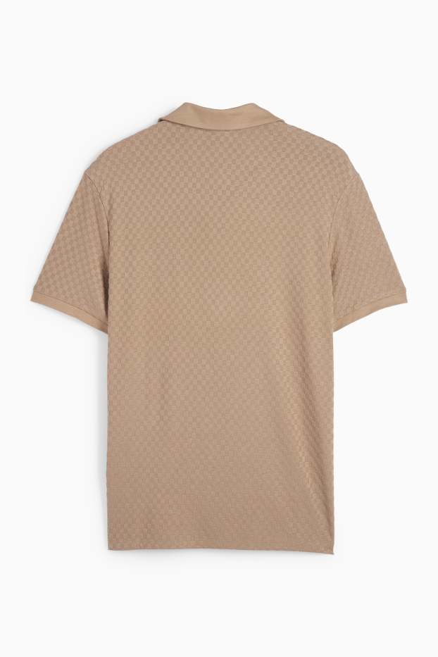 Heren - Poloshirt - regular fit - met structuur - taupe