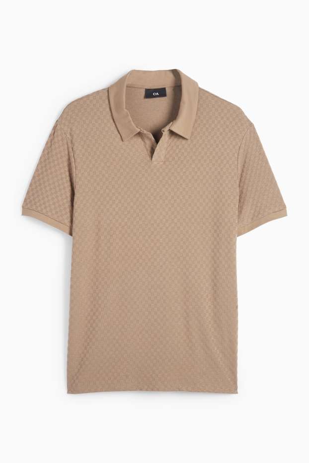 Heren - Poloshirt - regular fit - met structuur - taupe