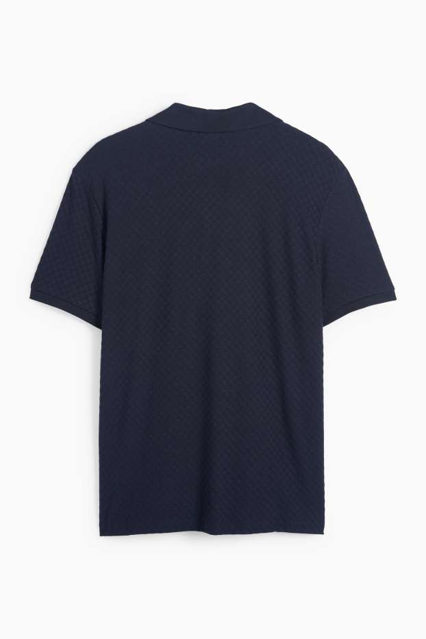 Men - Polo shirt - regular fit - textured - dark blue