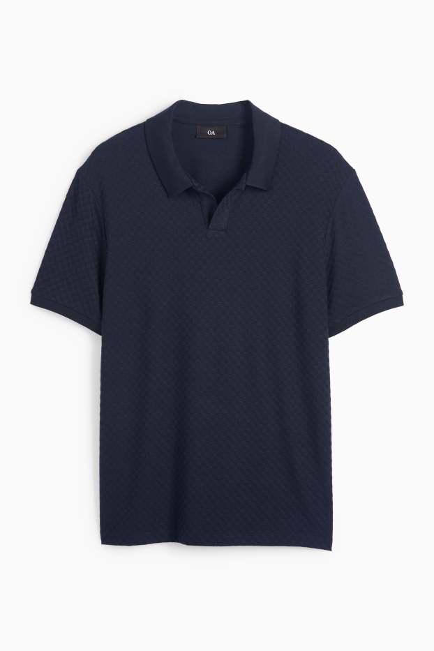 Men - Polo shirt - regular fit - textured - dark blue