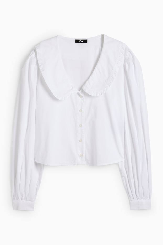 Women - V-neck blouse - white