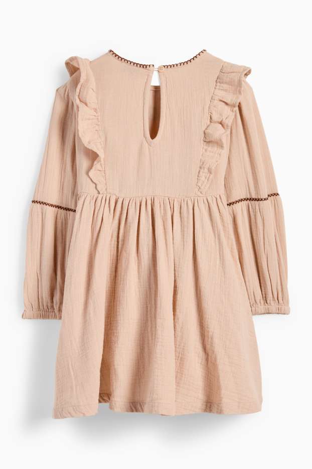 Kinderen: meisjes - Bloem - jurk van mousseline - roze