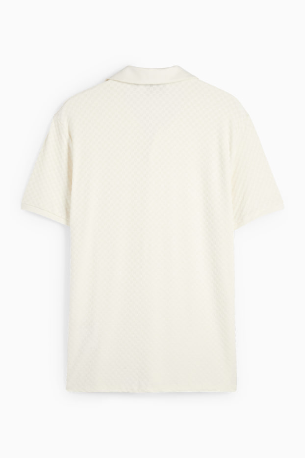 Herren - Poloshirt - Regular Fit - strukturiert - cremeweiß