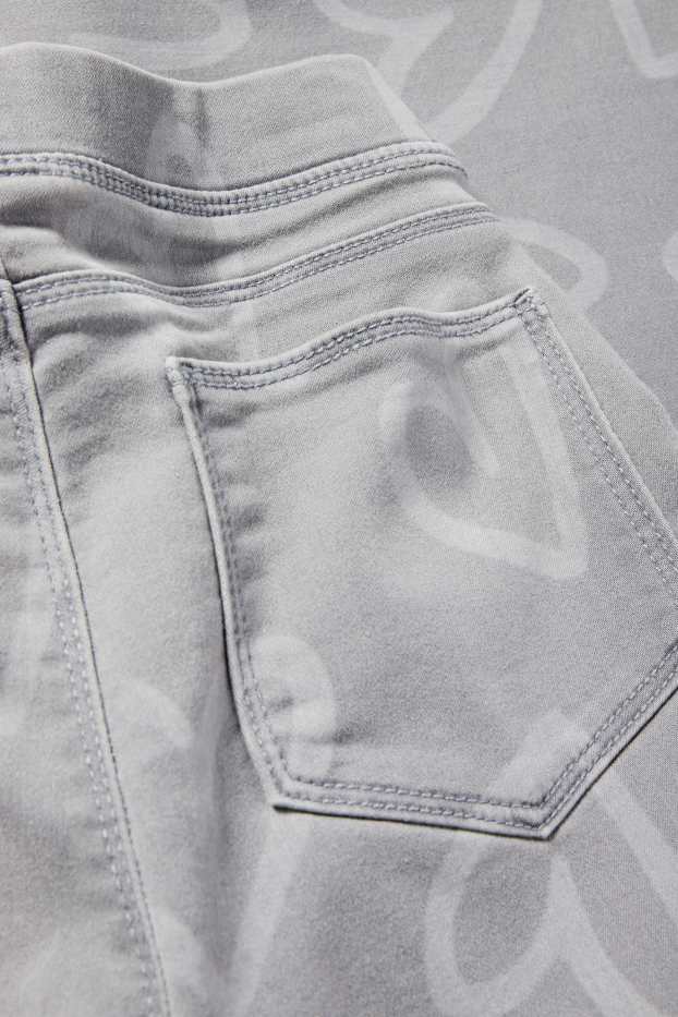 Kinder Mädchen - Herz - Wide Leg Jeans - helljeansgrau