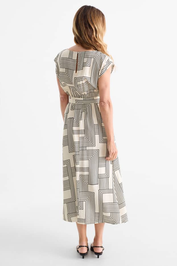 Femmes - Robe fit & flare - à motif - blanc / noir