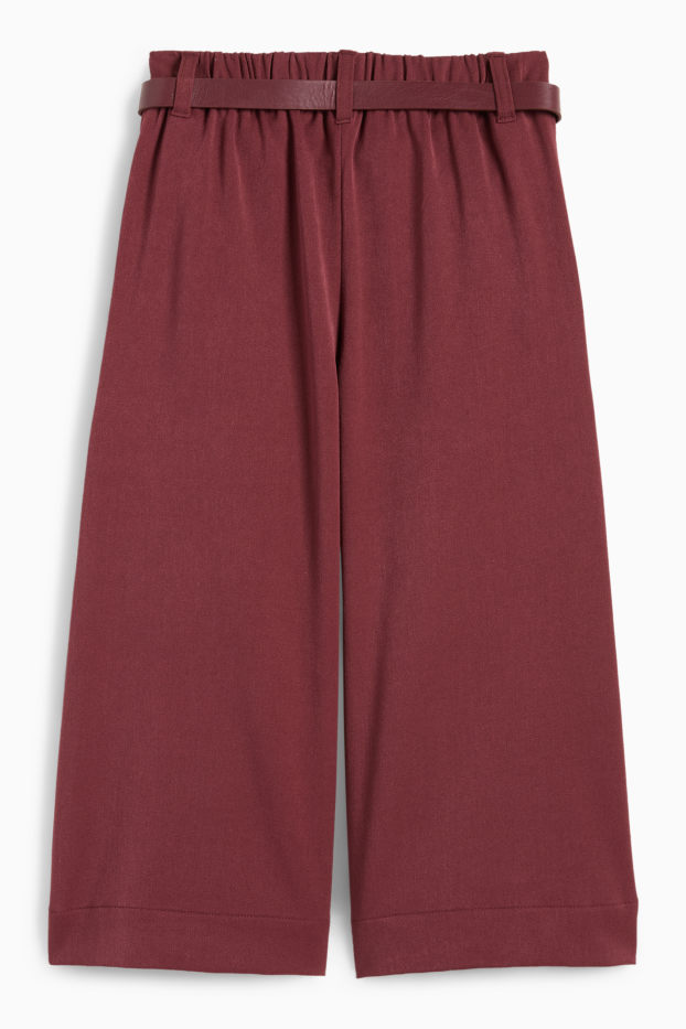 Kinder Mädchen - Stoffhose mit Gürtel - bordeaux