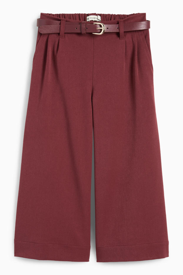 Kinder Mädchen - Stoffhose mit Gürtel - bordeaux