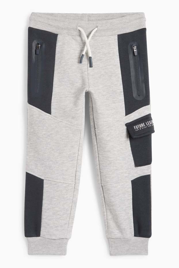 Copii - Băieți - Pantaloni de trening cargo - gri deschis melanj