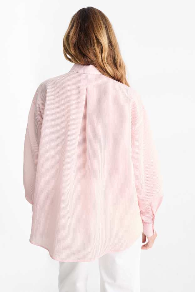 Dames - Blouse - gestreept - wit / roze