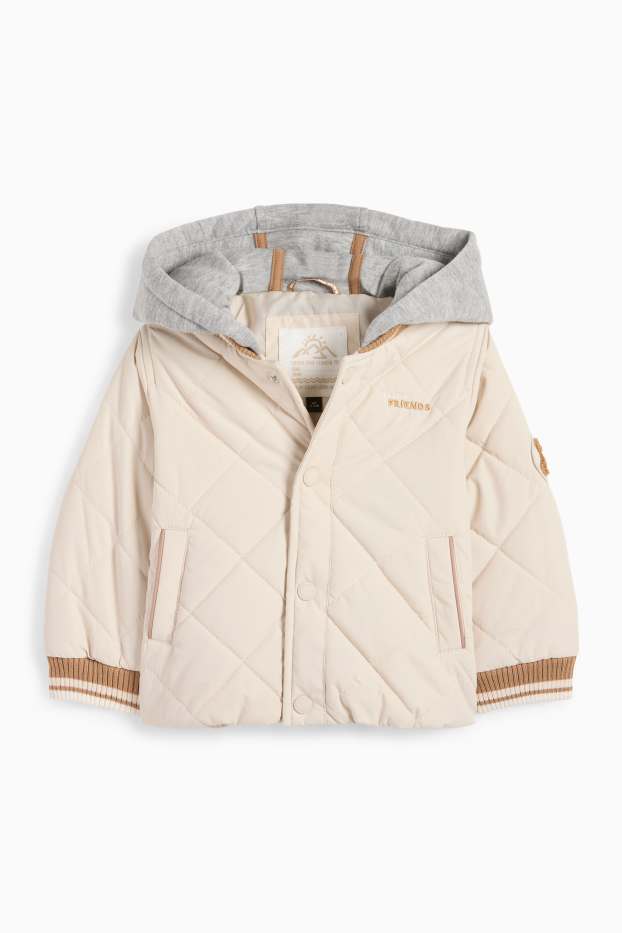 Baby: jongens - Beertje - gewatteerde babyjas met capuchon - licht beige